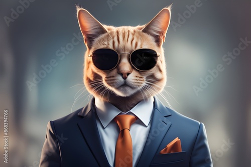 Smart cat ceo wear in glasses,genarative ai