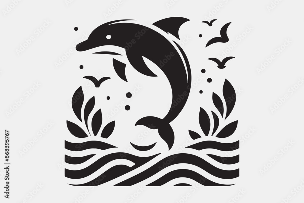 A Dolphin silhouette vector art illustration A Dolphin silhouette vector art illustration