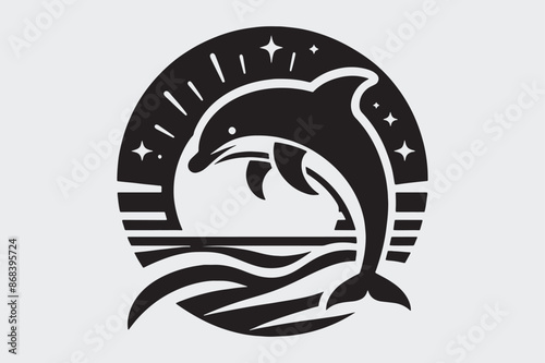 A Dolphin silhouette vector art illustration photo