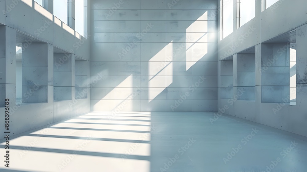 Abstract Modern Architecture Background With Bright White Concrete Interior And Windows Abstract Modern Architecture Background With Bright White Concrete Interior And Windows