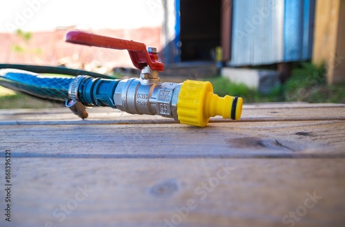 Hose on the ground, ready for use