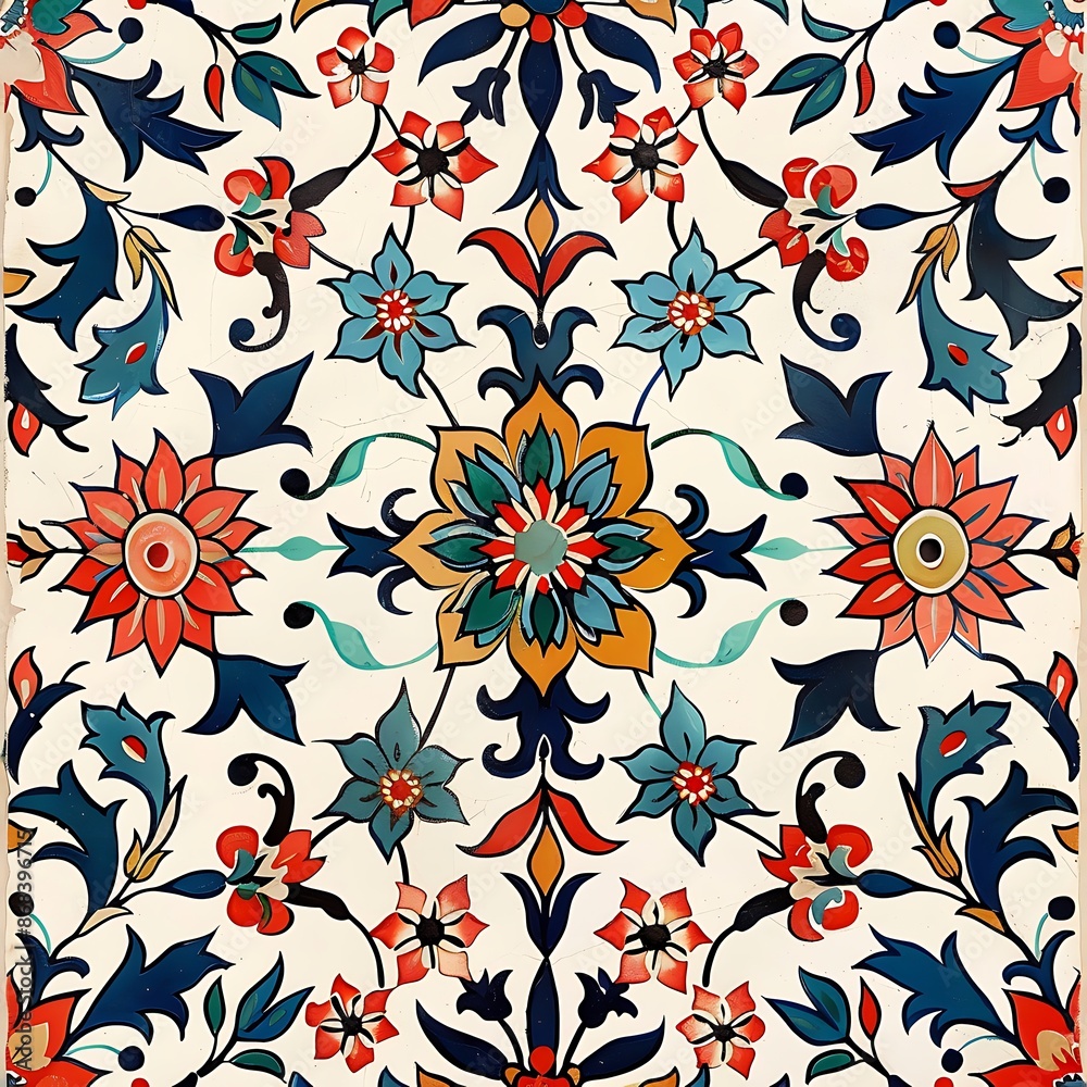 Colorful flower seamless pattern on white background Colorful flower seamless pattern on white background