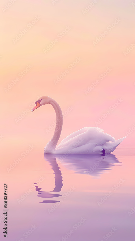 Fototapeta premium White swan floating on the lake
