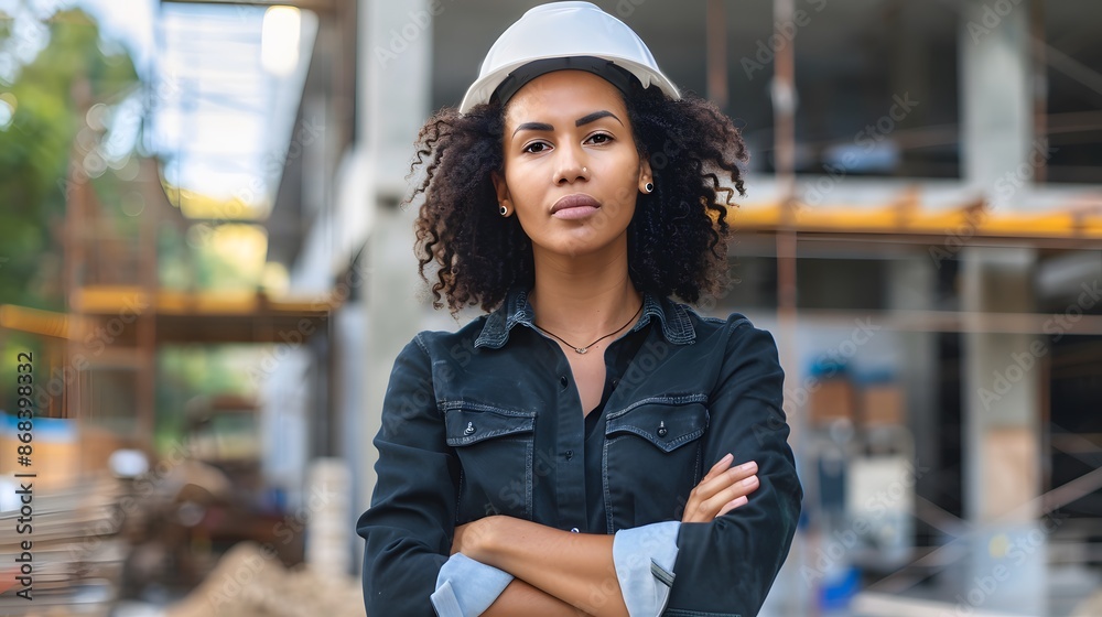 Professional architect woman standing outdoors. Professional architect woman standing outdoors.