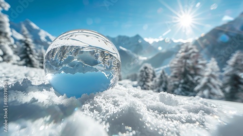 snow globe on the snow