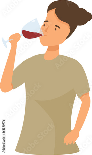 Young woman is enjoying a glass of red wine