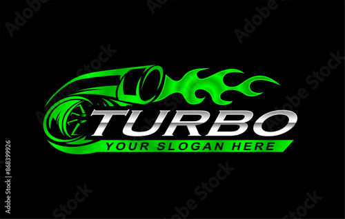 turbo diesel performance logo template emblem automotive 