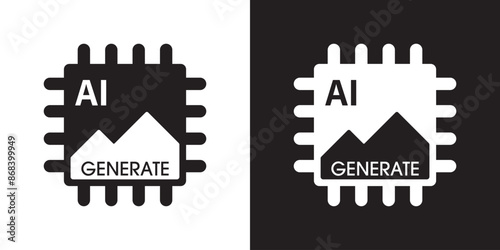 AI generate image icon. Image enhancement, improve quality and generative by Machine learning. AI enters by command prompt to generate ideas. Icon element for apps web. Vector illustration.
