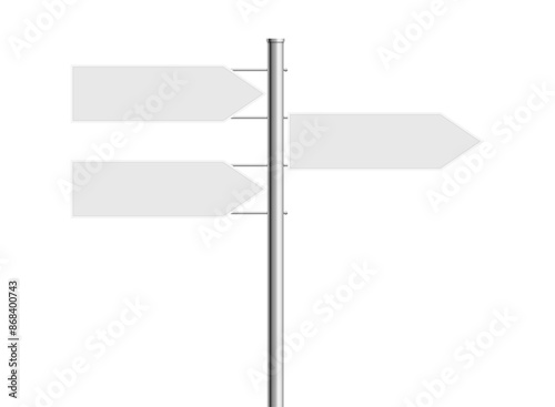 Directional pole with wayfinding arrows. signpost with three arrows