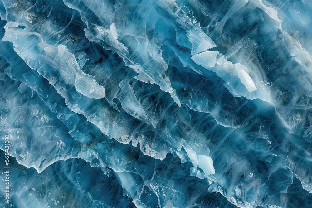 Obraz premium majestic aerial view of vast polar ice sheet with deep blue hues and intricate textures abstract landscape photography