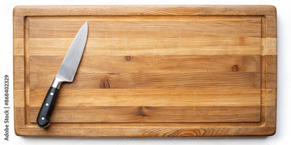 Wooden kitchen board with knife on top , kitchen, cooking, food preparation, utensil, wooden, empty board, chef, culinary