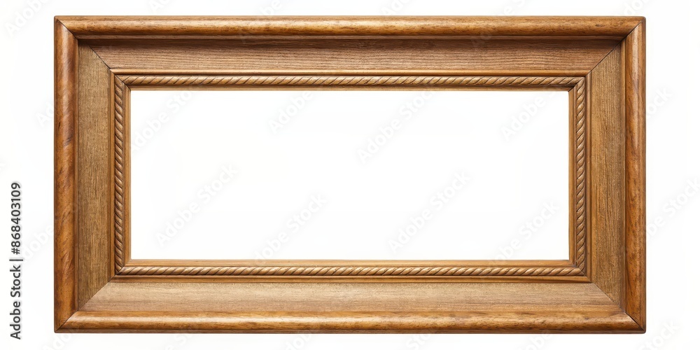 Fototapeta premium Simple picture frame isolated on white background, photo, photography, frame, isolated, white background, border, decoration, gallery