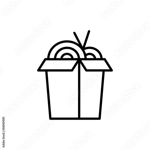 Noodle box outline icons, minimalist vector illustration ,simple transparent graphic element .Isolated on white background