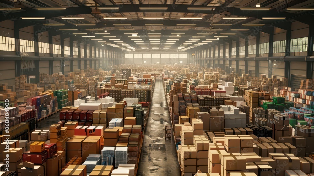 vast logistics warehouse filled with countless boxes parcels and merchandise 3d illustration vast logistics warehouse filled with countless boxes parcels and merchandise 3d illustration