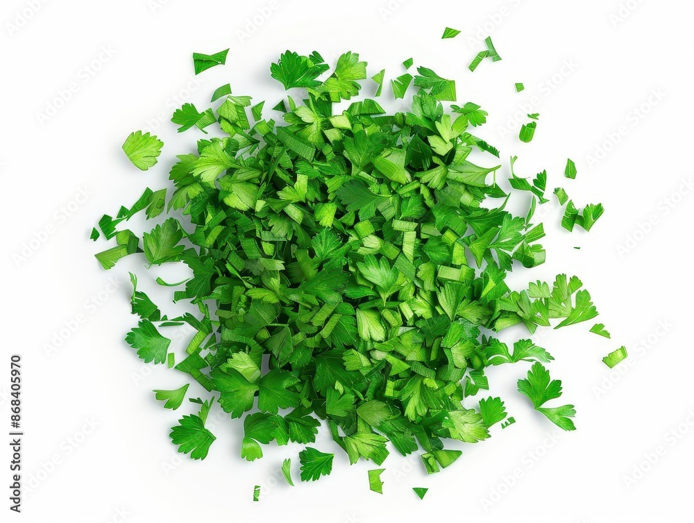 vibrant green fresh parsley leaves chopped and piled isolated on clean white background top view digital illustration vibrant green fresh parsley leaves chopped and piled isolated on clean white background top view digital illustration