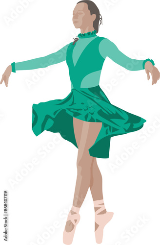 Sketch a beautiful young girl posing ballet, vector art. Woman dancing ballet vector graphics. The illustration dancer poses in ballerinas.