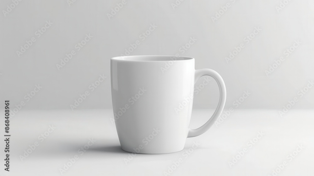 Fototapeta premium white ceramic coffee mug mockup on plain background blank cup template for branding