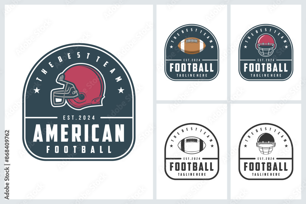 Obraz premium American football logo sport, emblem set collection, football vector illustration, american football badge logo template vector design