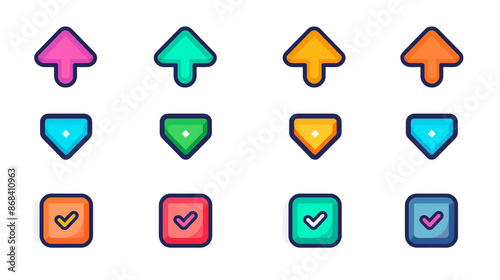 Free Download A collection of directional arrows and check mark icons - GFXLoad