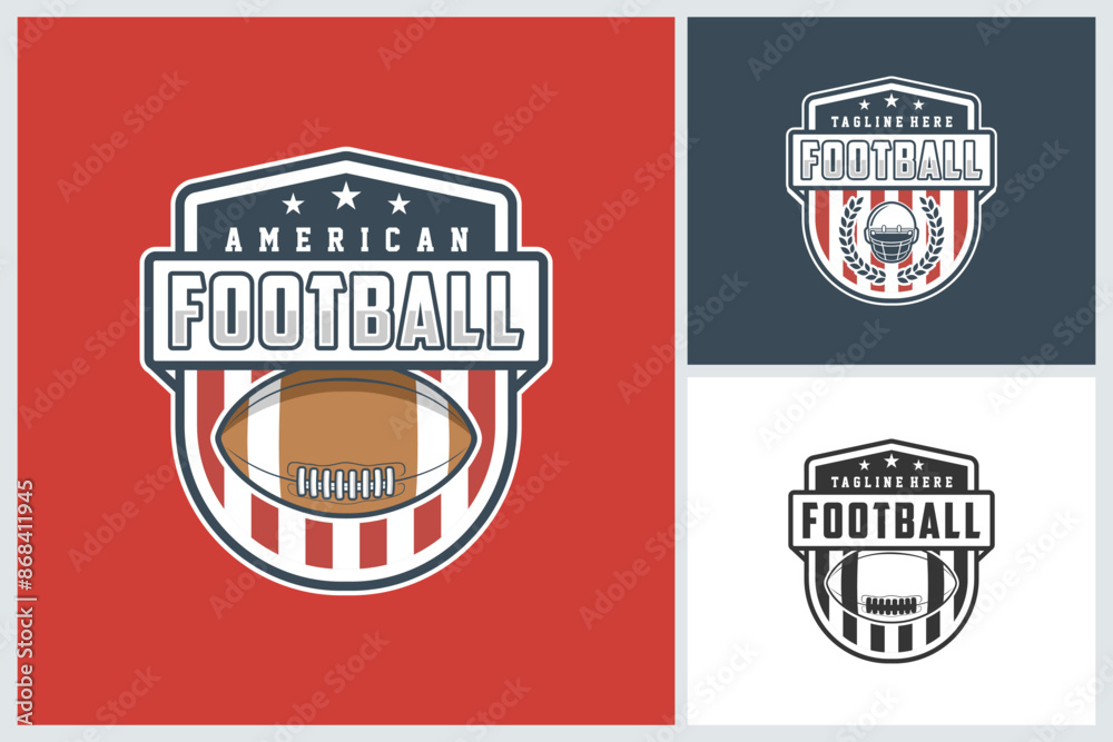 Obraz premium American football logo sport, emblem set collection, football vector illustration, american football badge logo template vector design