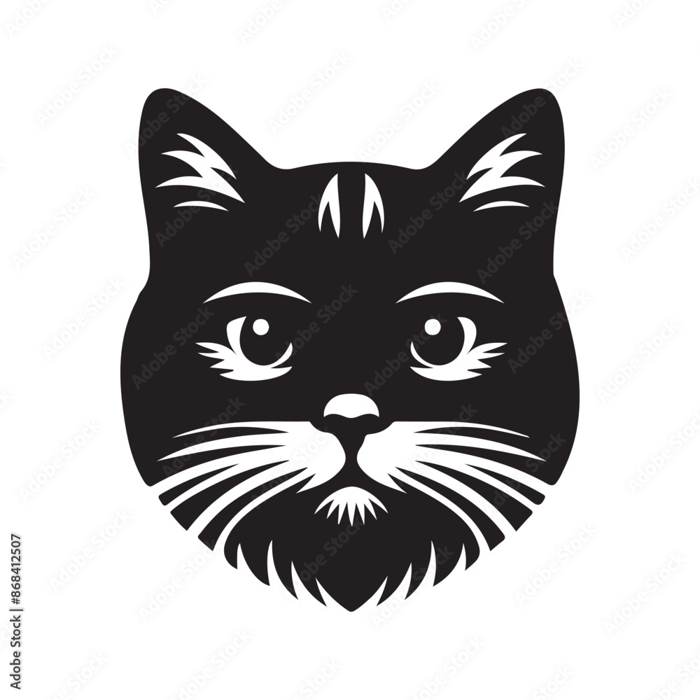 A black and white cute cat had silhouette vector art illustrator with white background A black and white cute cat had silhouette vector art illustrator with white background