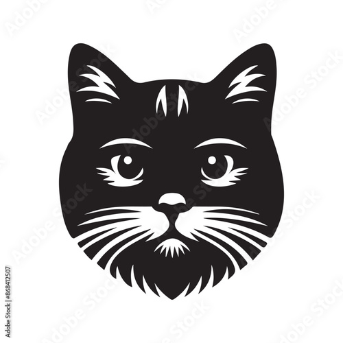 A black and white cute cat had silhouette vector art illustrator with white background