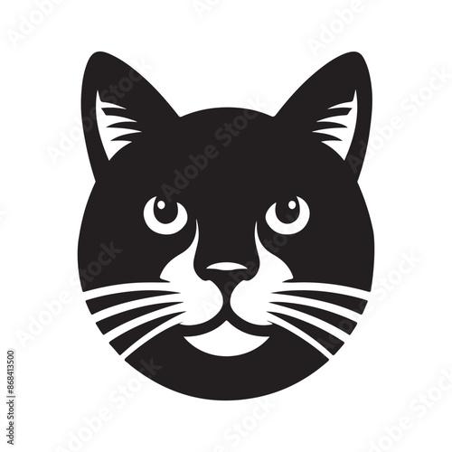 A black and white cute cat had silhouette vector art illustrator with white background