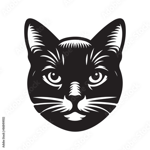 A black and white cute cat had silhouette vector art illustrator with white background