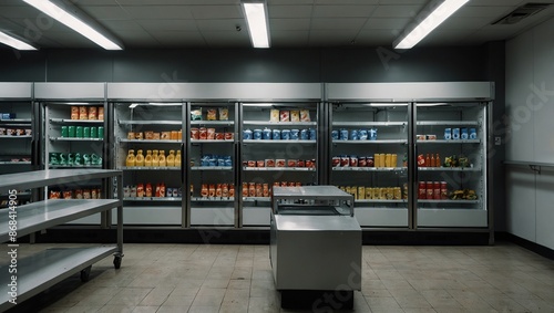 Supermarket with fridges