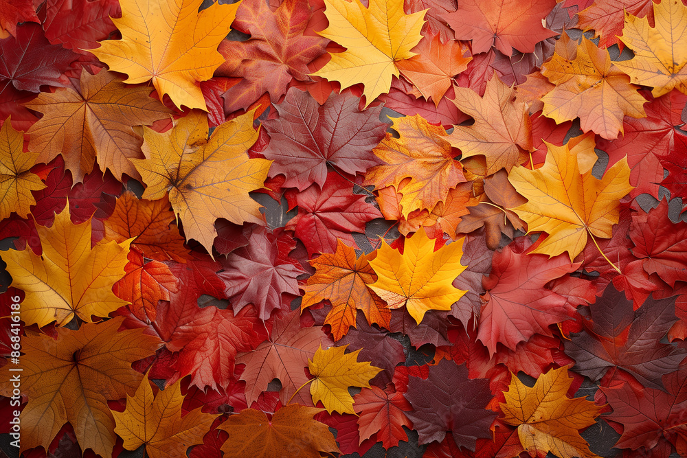 Maple leaves yellow, orange and red, pattern, top view Maple leaves yellow, orange and red, pattern, top view
