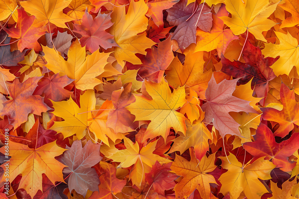 Maple leaves yellow, orange and red, pattern, top view Maple leaves yellow, orange and red, pattern, top view