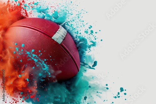 Vibrant explosion of colors in a sportsthemed digital illustration, with copy space photo