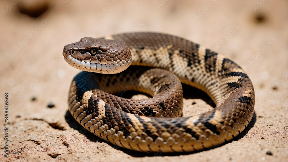 Rattlesnake on Solid Color Background. Minimal Abstract Digital Art Rattlesnake on Solid Color Background. Minimal Abstract Digital Art