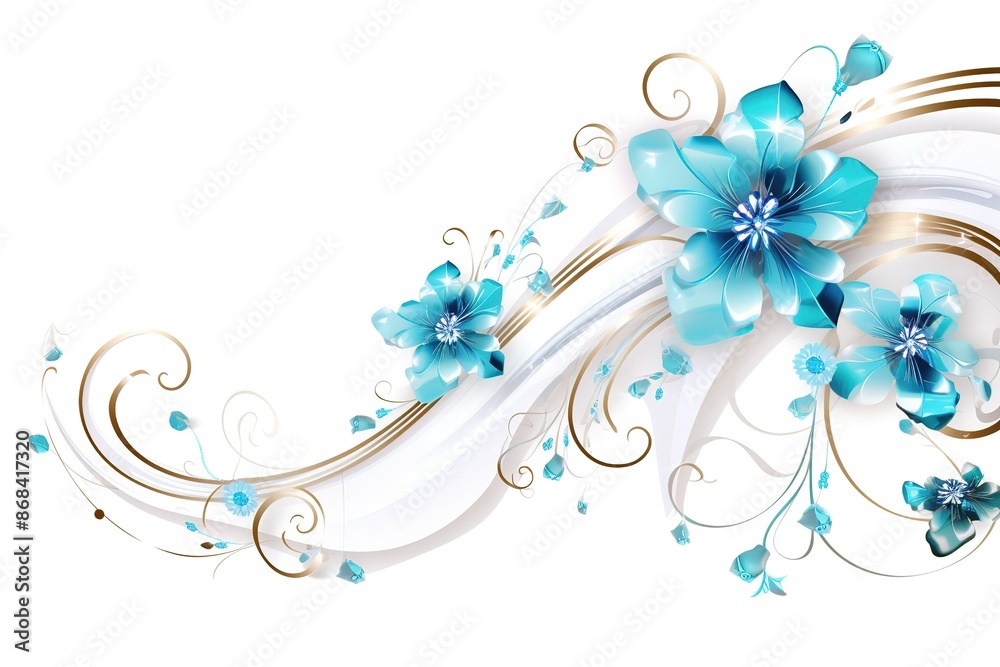 Set of abstract decorative elements. blue wave and stars Set of abstract decorative elements. blue wave and stars