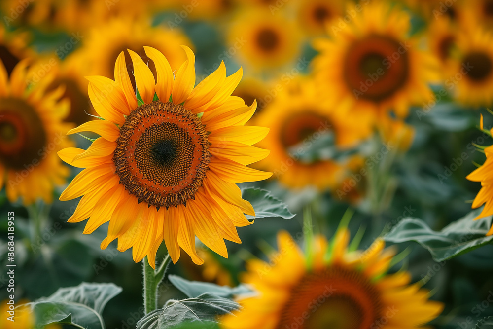 Vibrant sunflower fields in full bloom during the peak of August Vibrant sunflower fields in full bloom during the peak of August