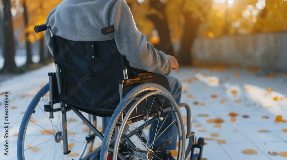 Obraz premium 車椅子の乗った男性