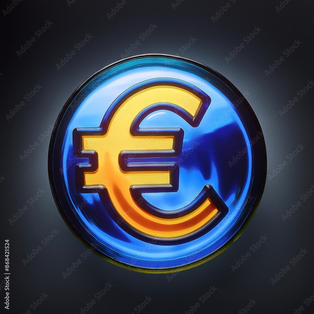 Obraz premium Euro Currency Symbol in Blue and Gold