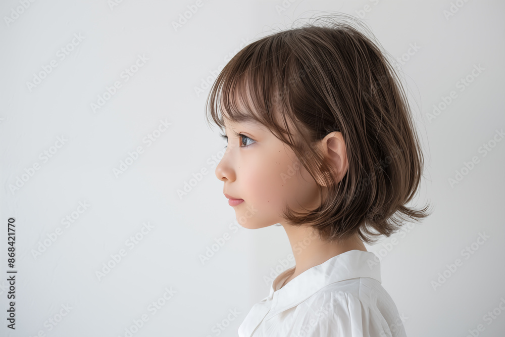 side profile of young asian girl with gentle expression side profile of young asian girl with gentle expression