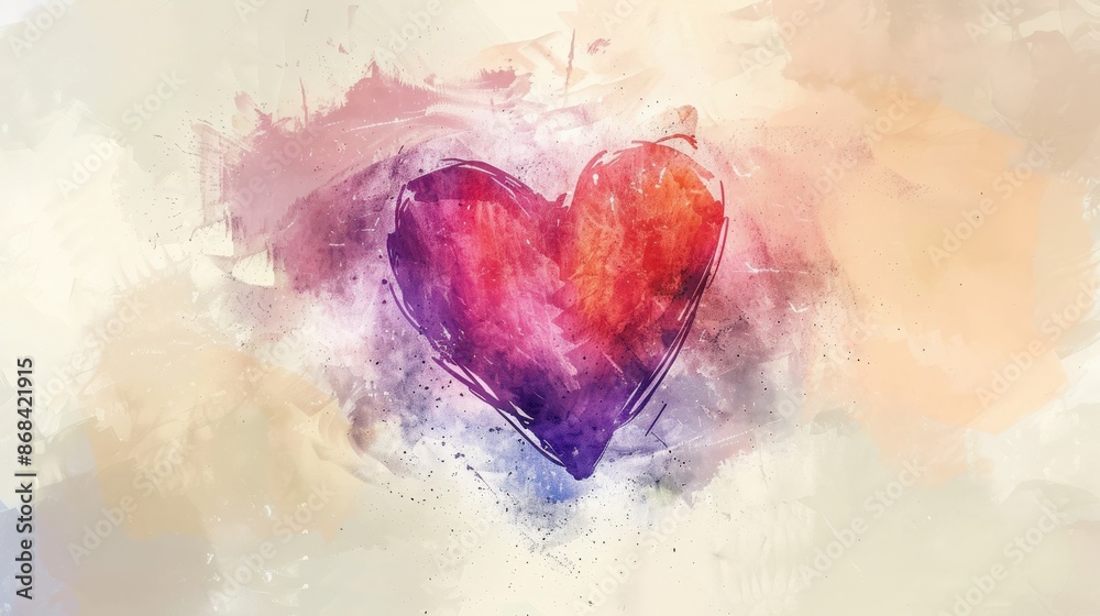 Cute heart, watercolor style, soft brush strokes, artistic touch, adding a creative flair Cute heart, watercolor style, soft brush strokes, artistic touch, adding a creative flair