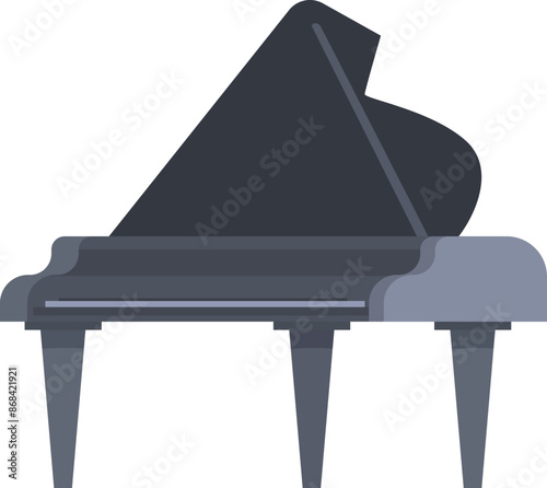 Grand piano standing with its top lid open is waiting for a pianist to play beautiful music