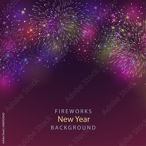 abstract fireworks background and space for text