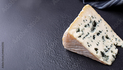blue cheese roquefort gorgonzola or dorblu stilton dairy product made from goat sheep or cow milk roquefort, cambozola healthy ingredient snack cheese plate top view copy space for text food