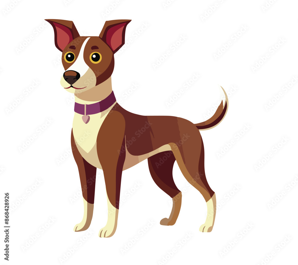 The dog is drawn in a simple style with a brown body and a white background.