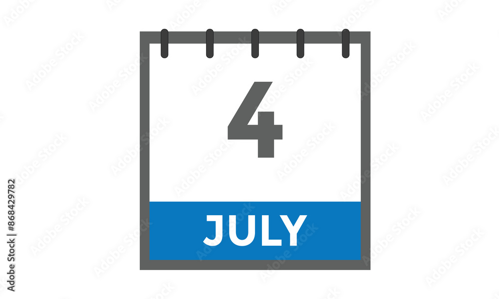 4th July calendar icon . Concept of schedule. vector illustration. 4th July calendar icon . Concept of schedule. vector illustration.