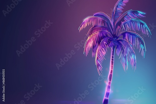 A tropical palm tree icon with a neon, cyberpunk flair