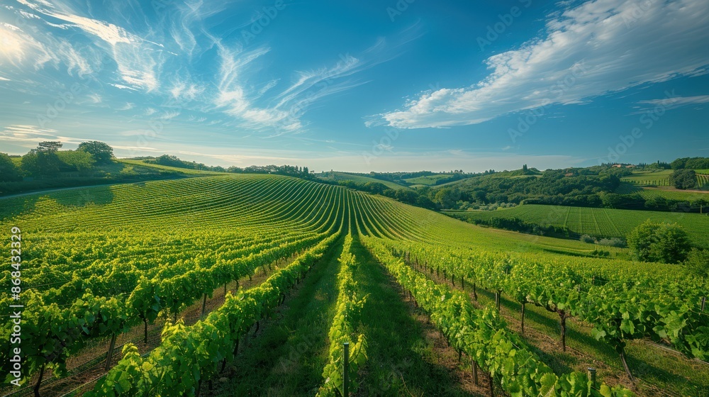 custom made wallpaper toronto digitalA picturesque vineyard in the countryside, with rows of grapevines under a bright blue sky