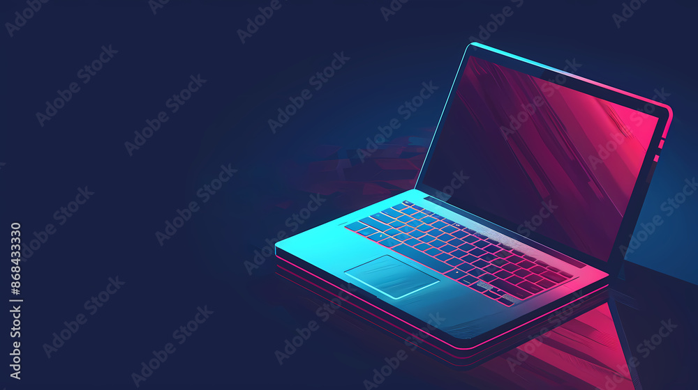 Laptop position in business analysis perspective, space for text, vector illustration Laptop position in business analysis perspective, space for text, vector illustration