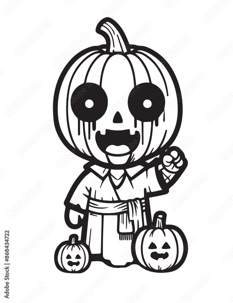 Illustration Coloring draw popular ghost haloween pumpkin boys black and white version good for kids Illustration Coloring draw popular ghost haloween pumpkin boys black and white version good for kids