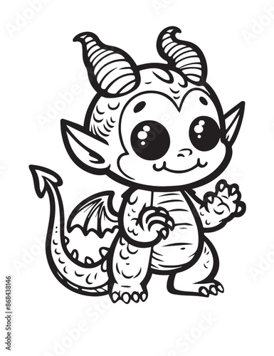 Illustration Coloring draw popular ghost smile demon black and white version good for kids