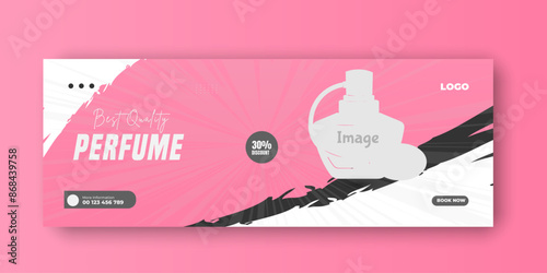 Elegant perfume or fragrance social media Facebook cover template. Template can be used for promotion of cosmetic sale, skin care, makeup, hair care, spa salon, hairdressing, scrub, mask,
